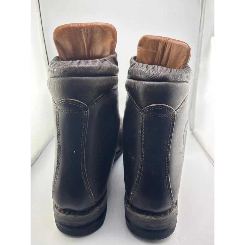 Heierling Vintage Leather Cross Country Ski Boots Brown Nordic Norm 75mm Mens 45